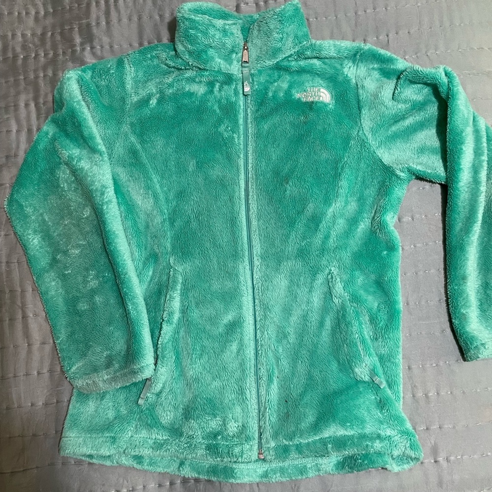 The North Face Turquoise / Mint Green Zip-up Fleece Girls YL